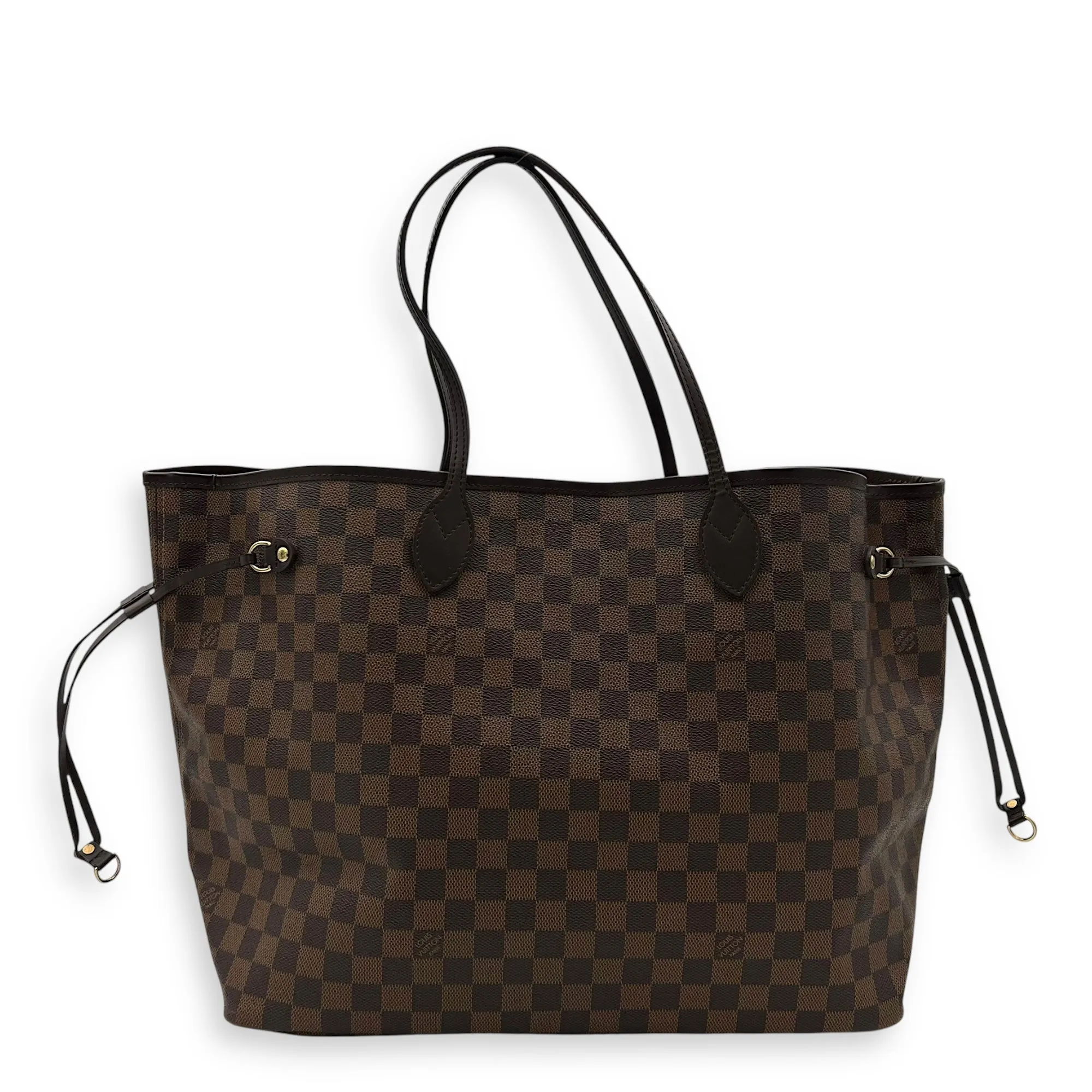 Neverfull GM Damier Ebene Tote Bag in Coated Canvas, Gold hardware