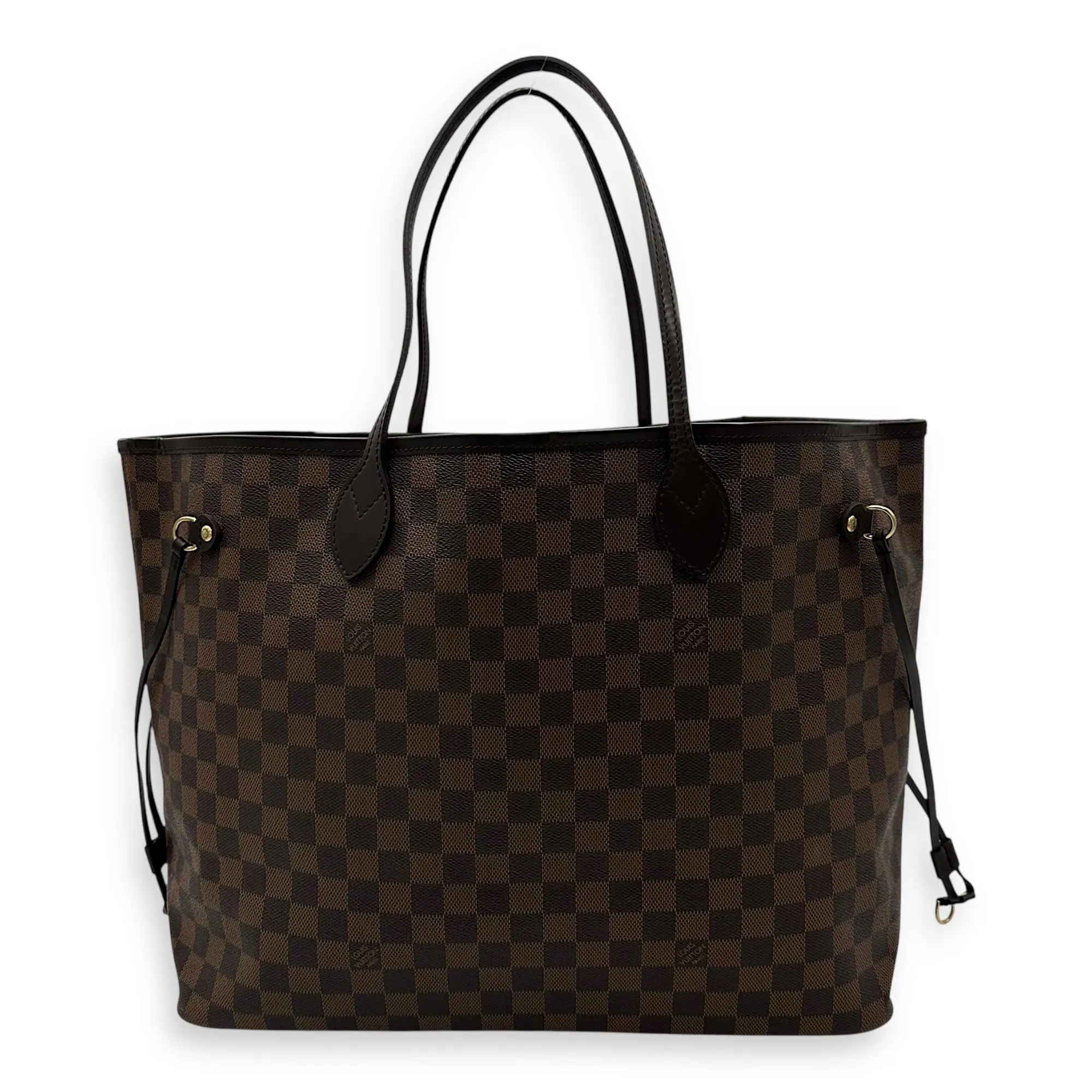 Neverfull GM Damier Ebene Tote Bag in Coated Canvas, Gold hardware