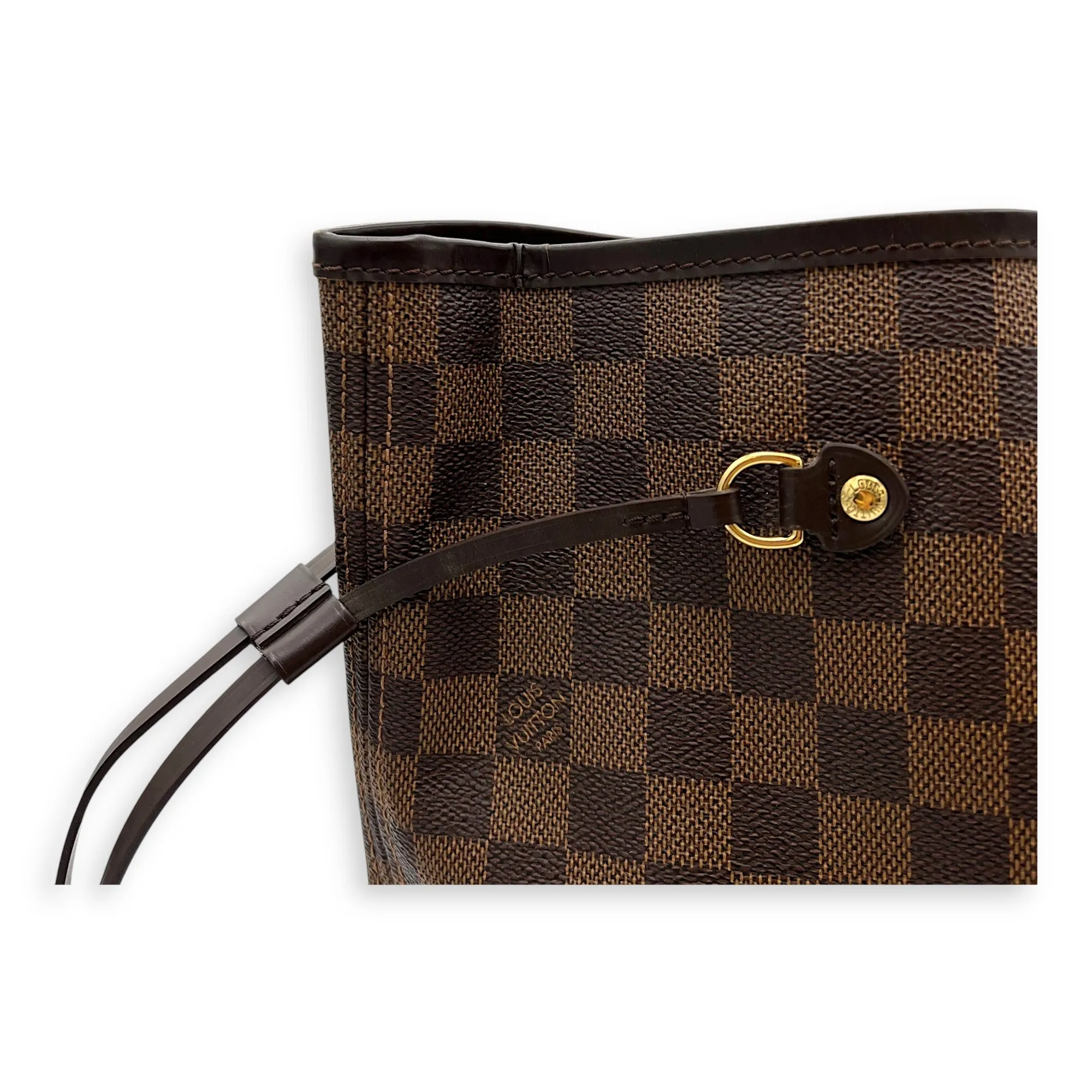 Neverfull GM Damier Ebene Tote Bag in Coated Canvas, Gold hardware