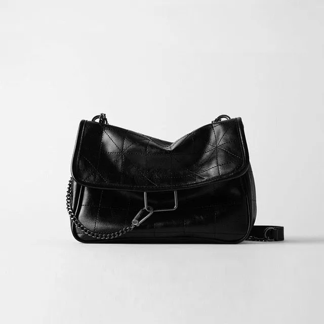 New Rhombus Black Rock Soft Single Shoulder Oblique Span Chain Bag Luxury Handbags for Woman 2021 PU Leather Messenger Bag
