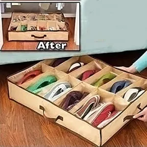 Nonwoven Transparent Creative Household Shoe Cabinet Dust-proof 12 Cases Shoes Storage Organizer Holder Bag Box Under Bed Closet