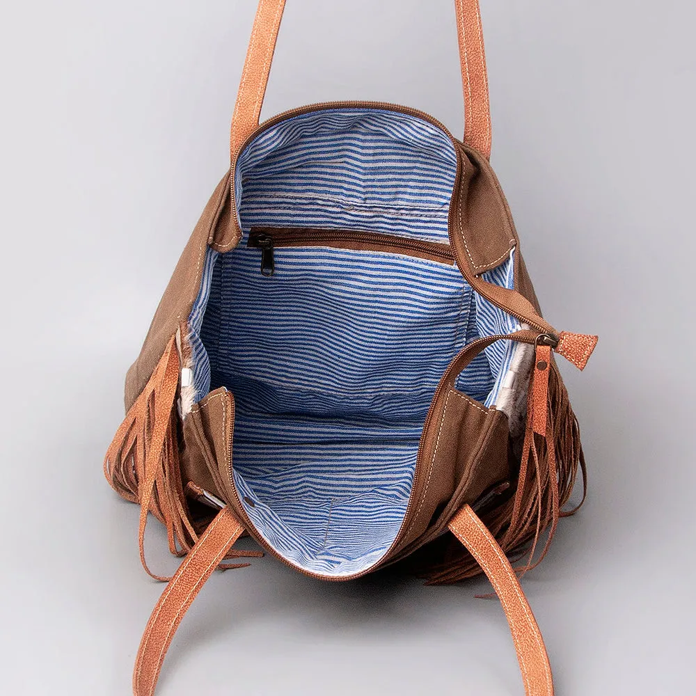 OHLAY OHV131 HOBO Upcycled Canvas Hair-on Genuine Leather women bag western handbag purse