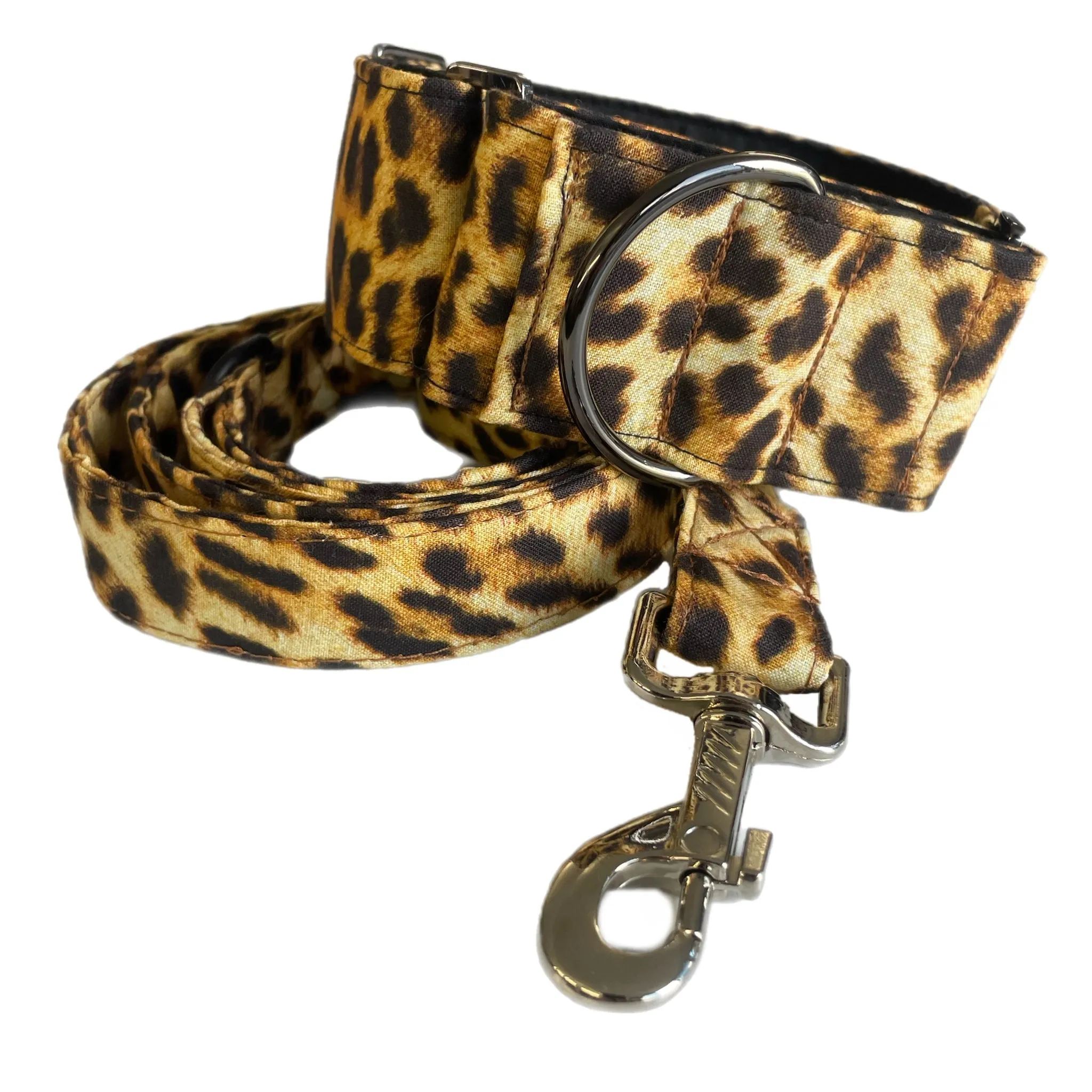 On trend leopard print collar greyhound martingale soft cotton fabric