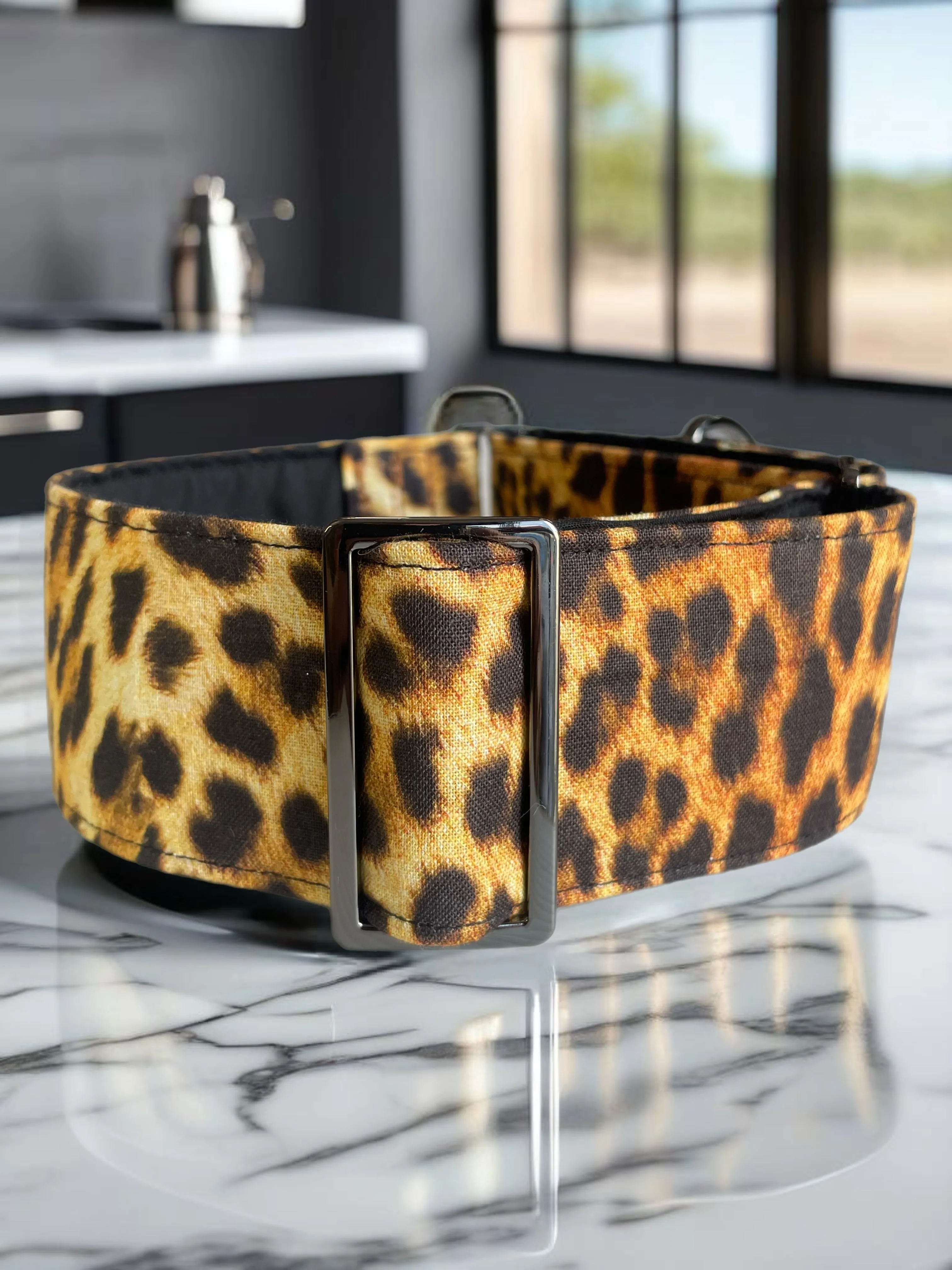 On trend leopard print collar greyhound martingale soft cotton fabric