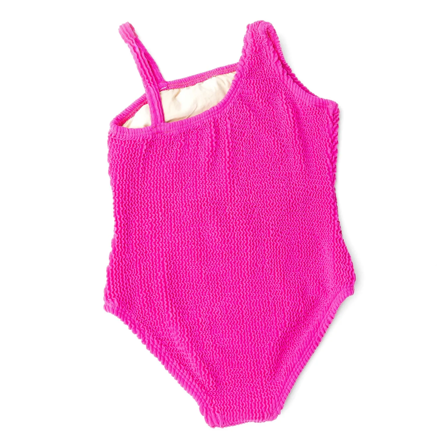One Shoulder Crinkle Swimsuit - Berry