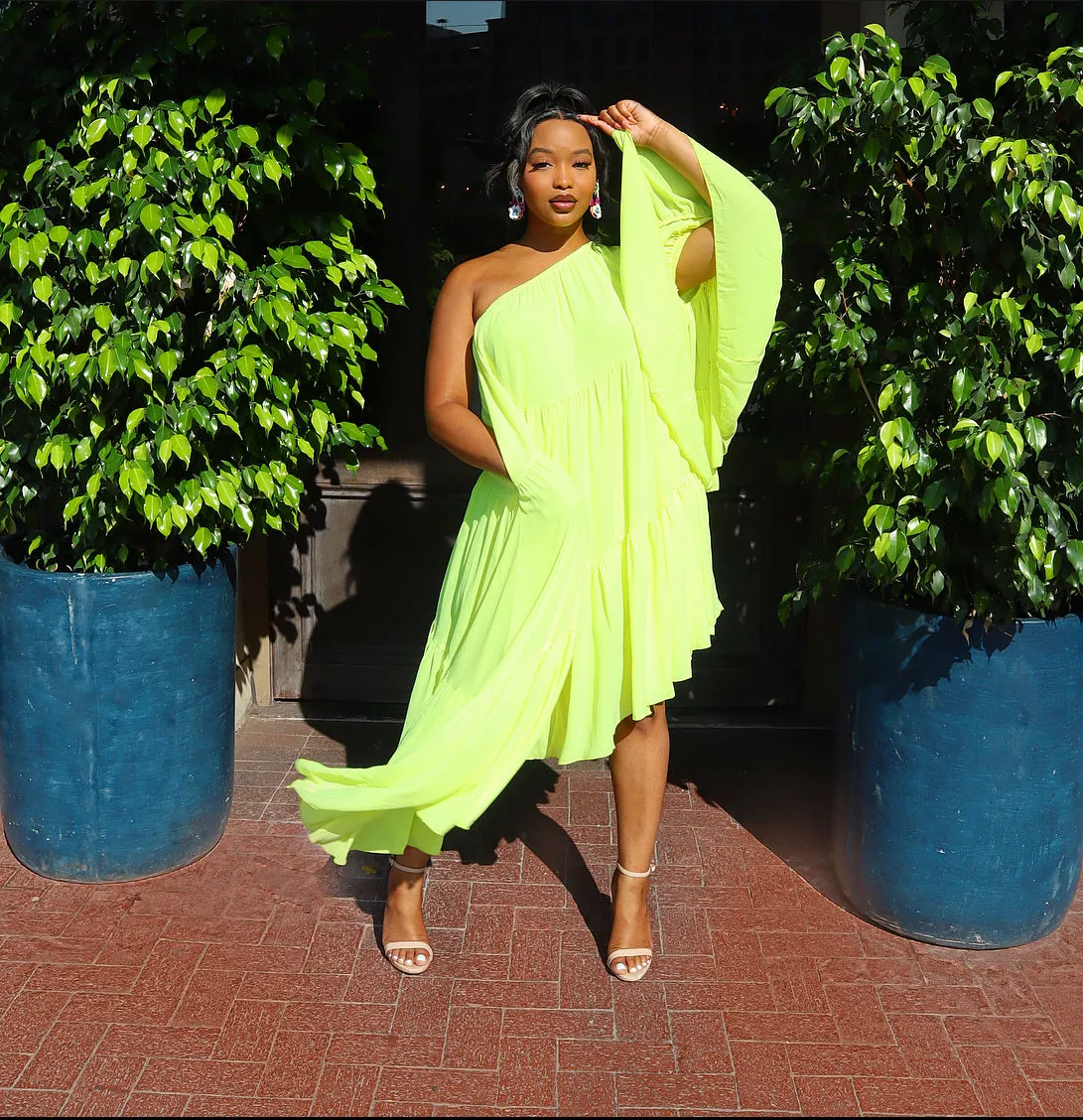 One Shoulder Joy Yellow