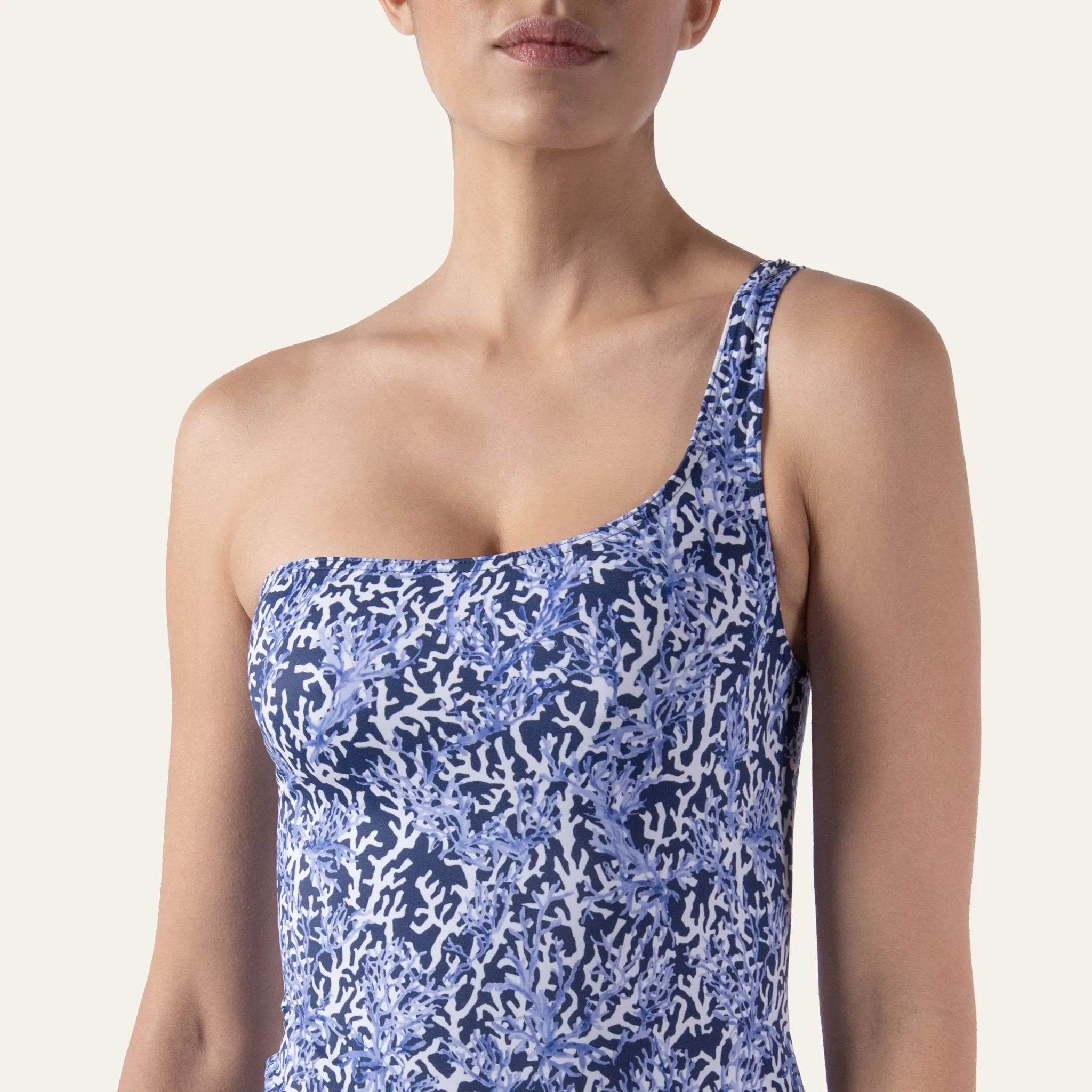 One-Shoulder One Piece Coral Deep