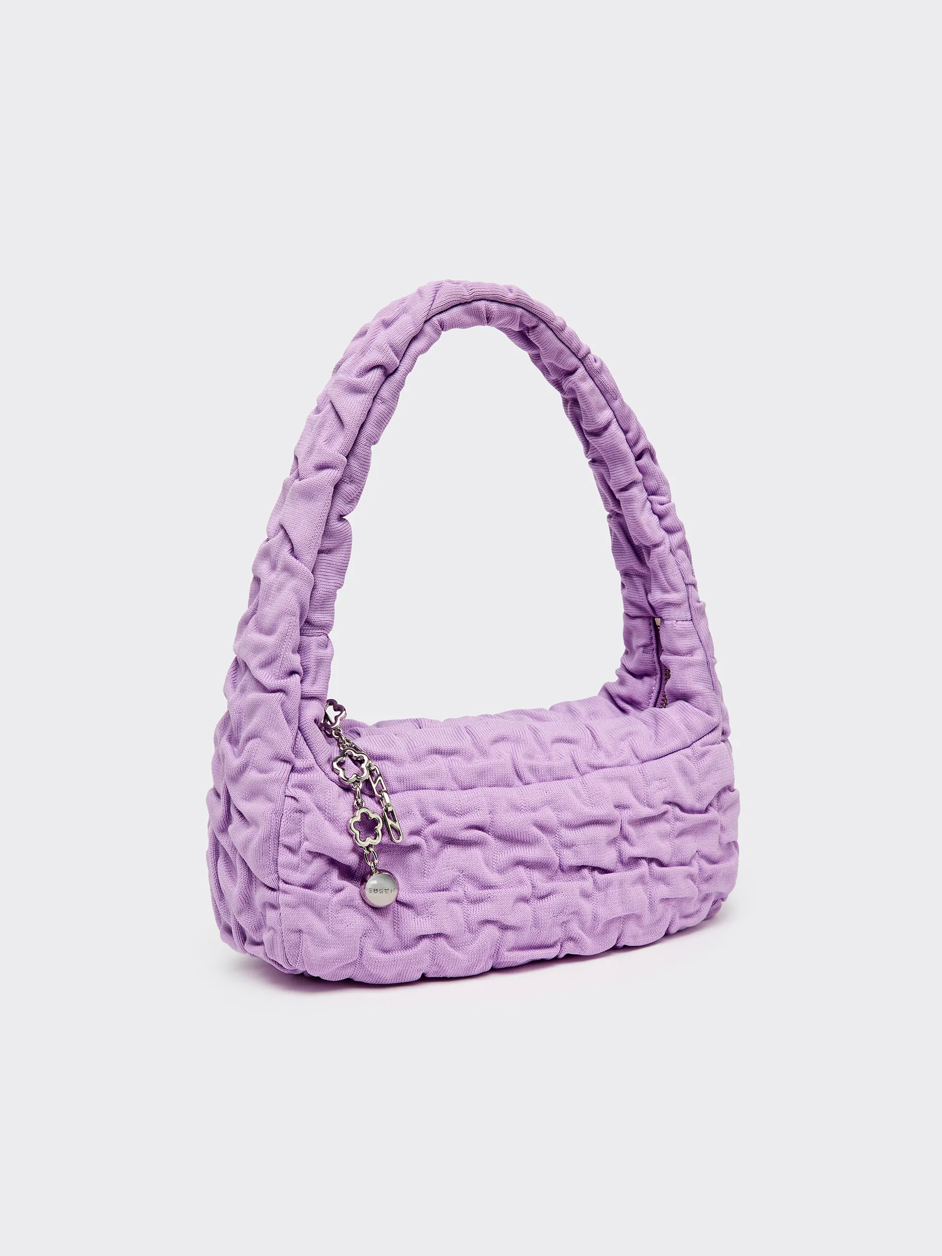 One Shoulder Pleated Toast Bag - Purple