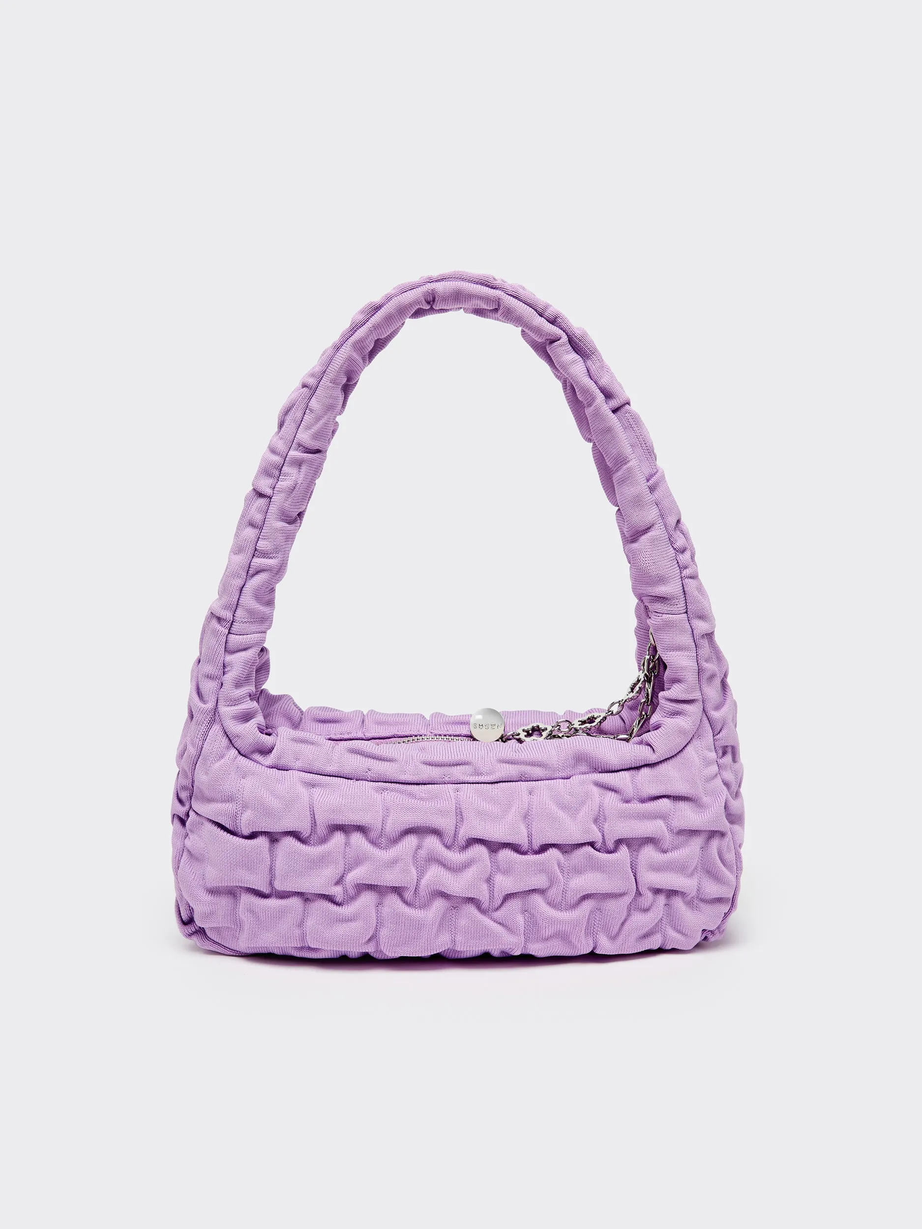 One Shoulder Pleated Toast Bag - Purple