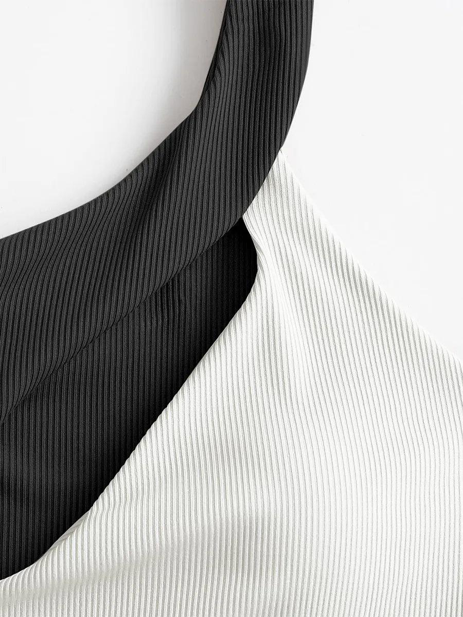 One Shoulder Ribbed Cutout