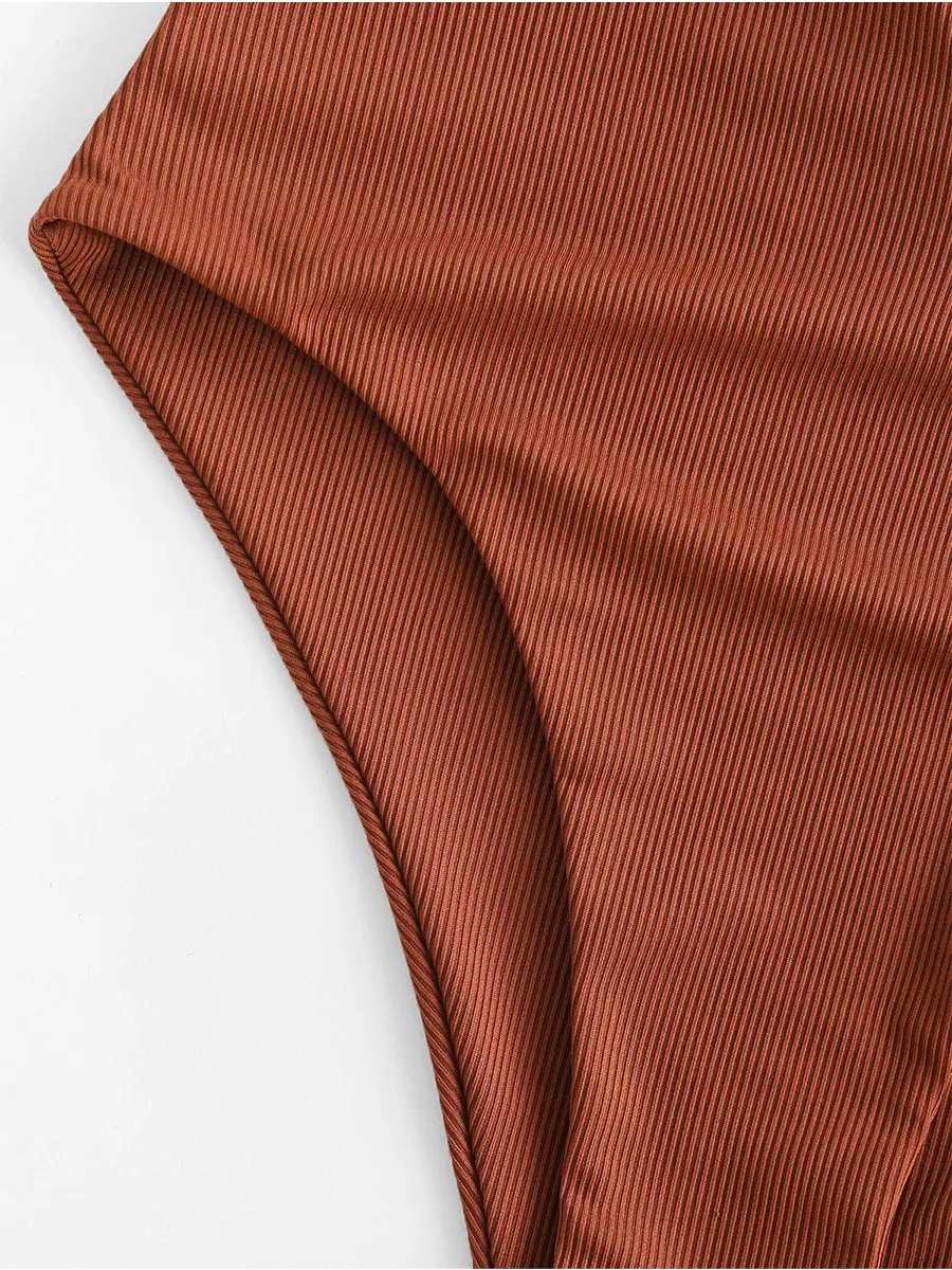 One Shoulder Ribbed Cutout
