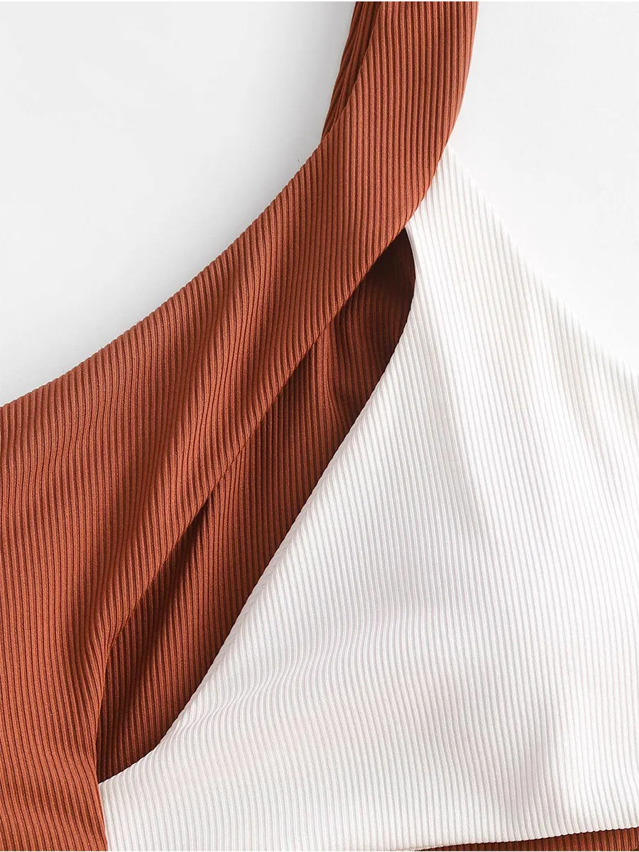 One Shoulder Ribbed Cutout