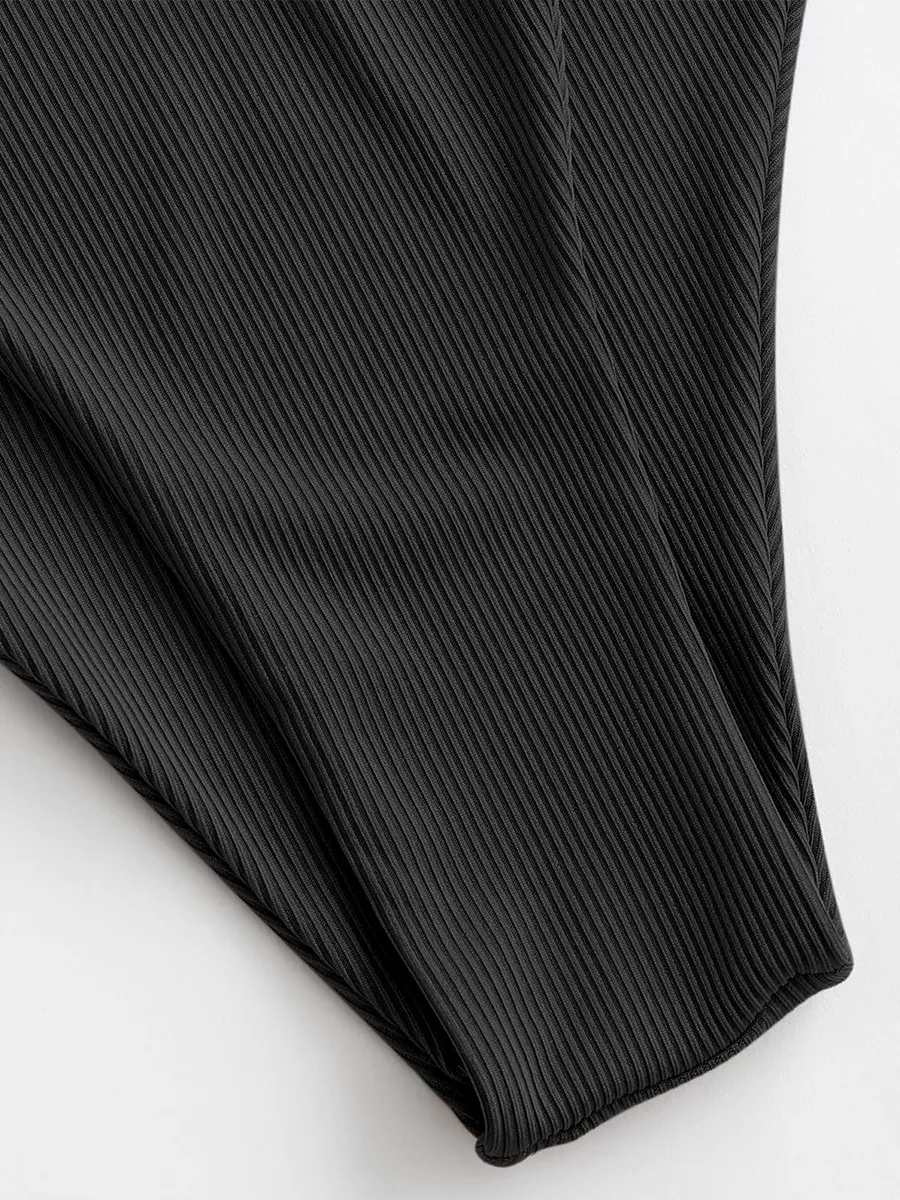 One Shoulder Ribbed Cutout