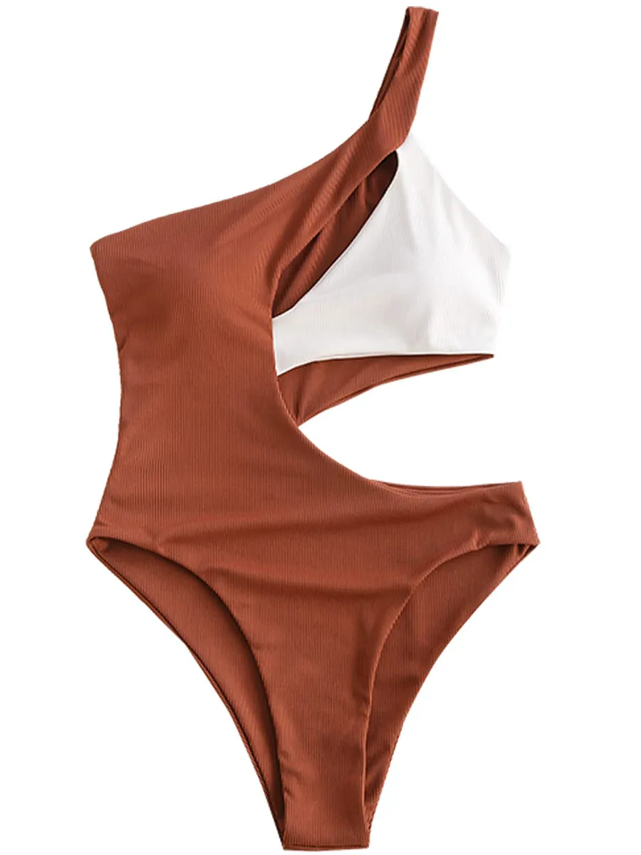 One Shoulder Ribbed Cutout