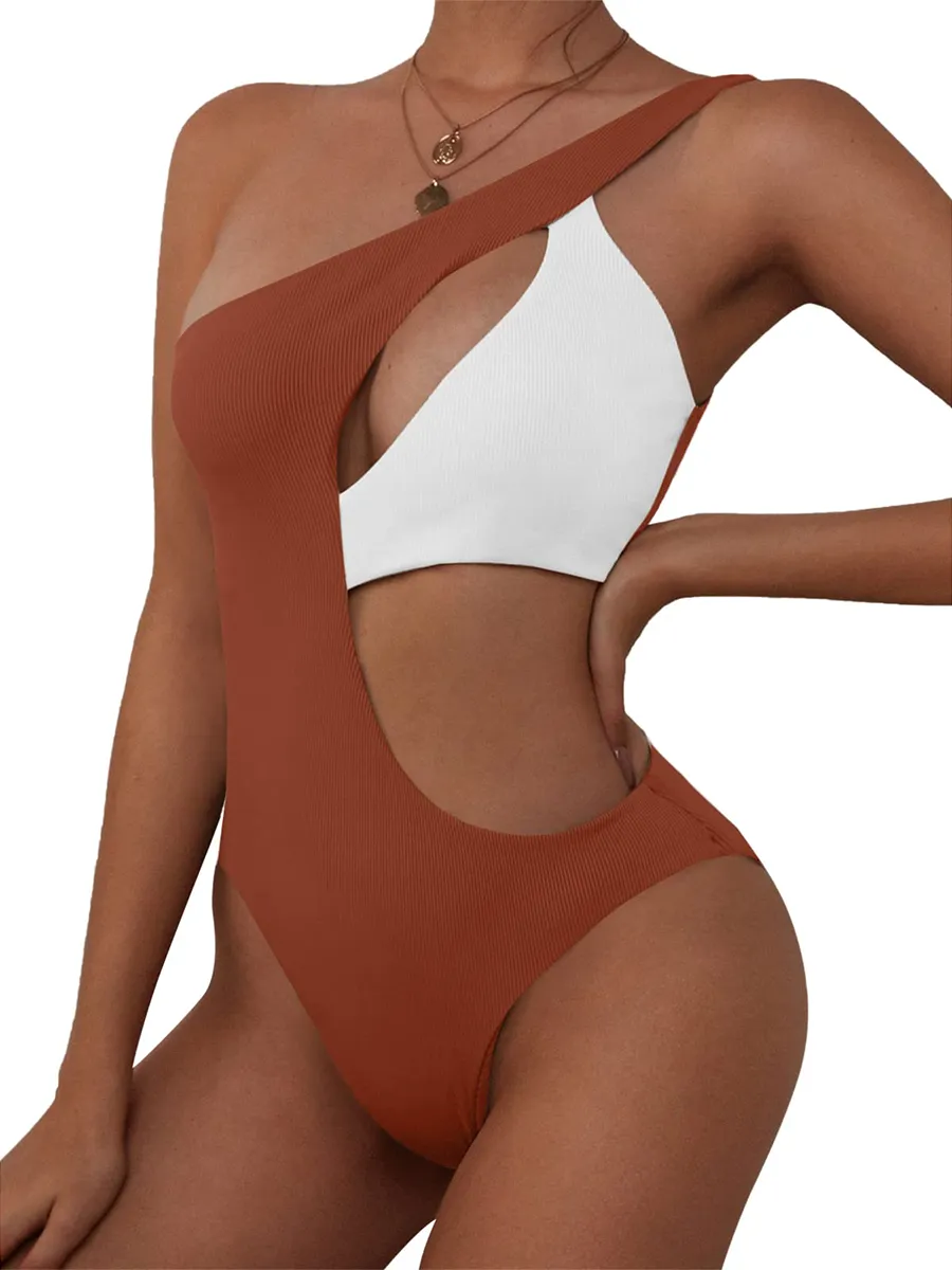 One Shoulder Ribbed Cutout