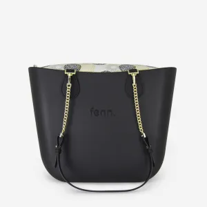 Original Handbag - Black - Circles Inner - Gold Chain
