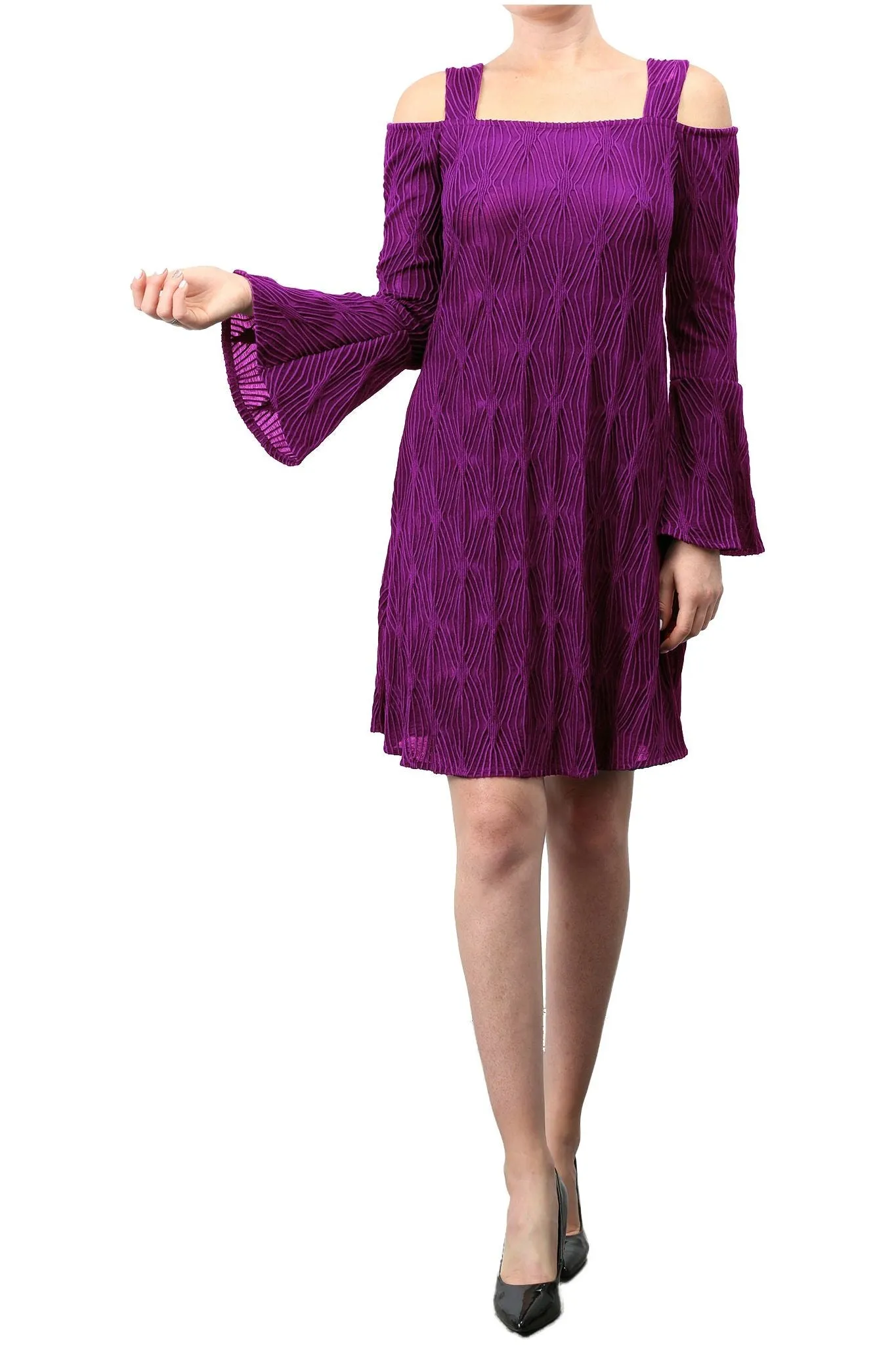 Orly Cold Shoulder Bell-Sleeved Sheath Dress Magenta