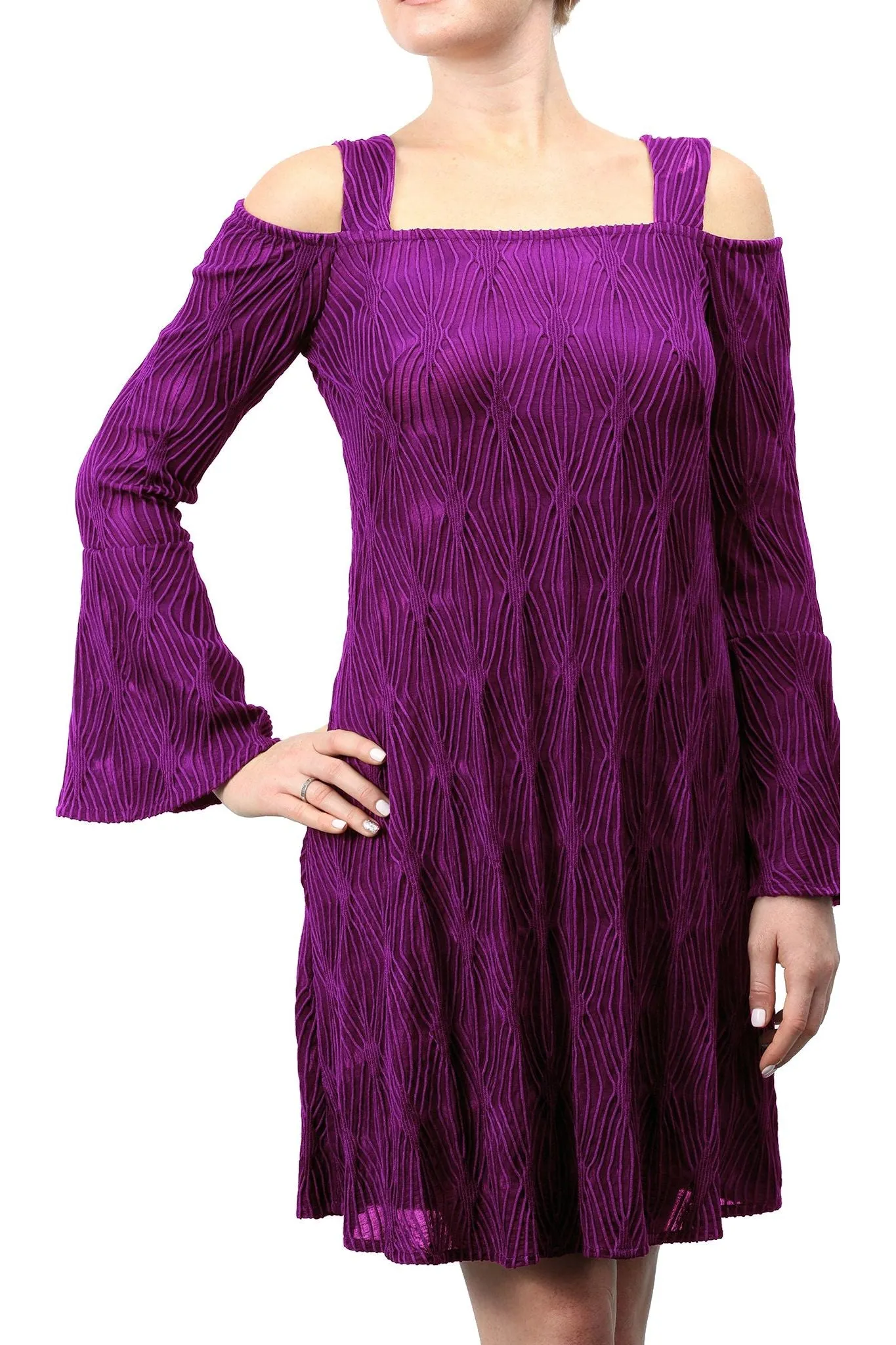 Orly Cold Shoulder Bell-Sleeved Sheath Dress Magenta