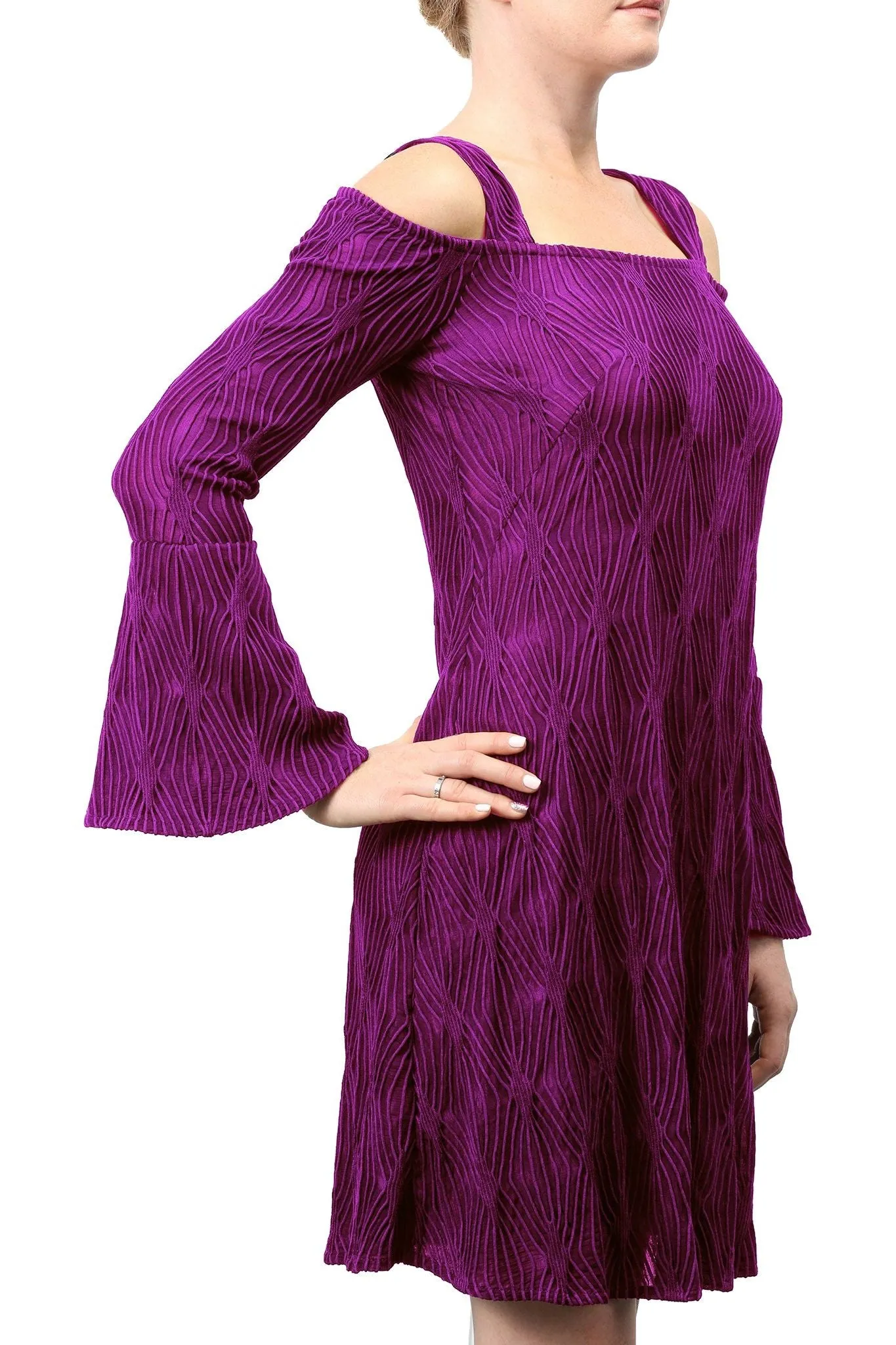 Orly Cold Shoulder Bell-Sleeved Sheath Dress Magenta