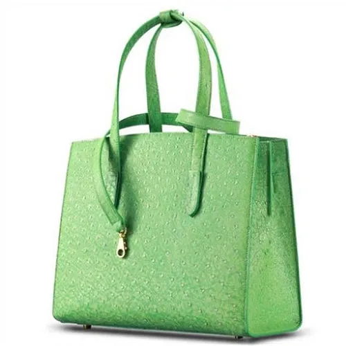 Ostrich Leather Structured Satchel