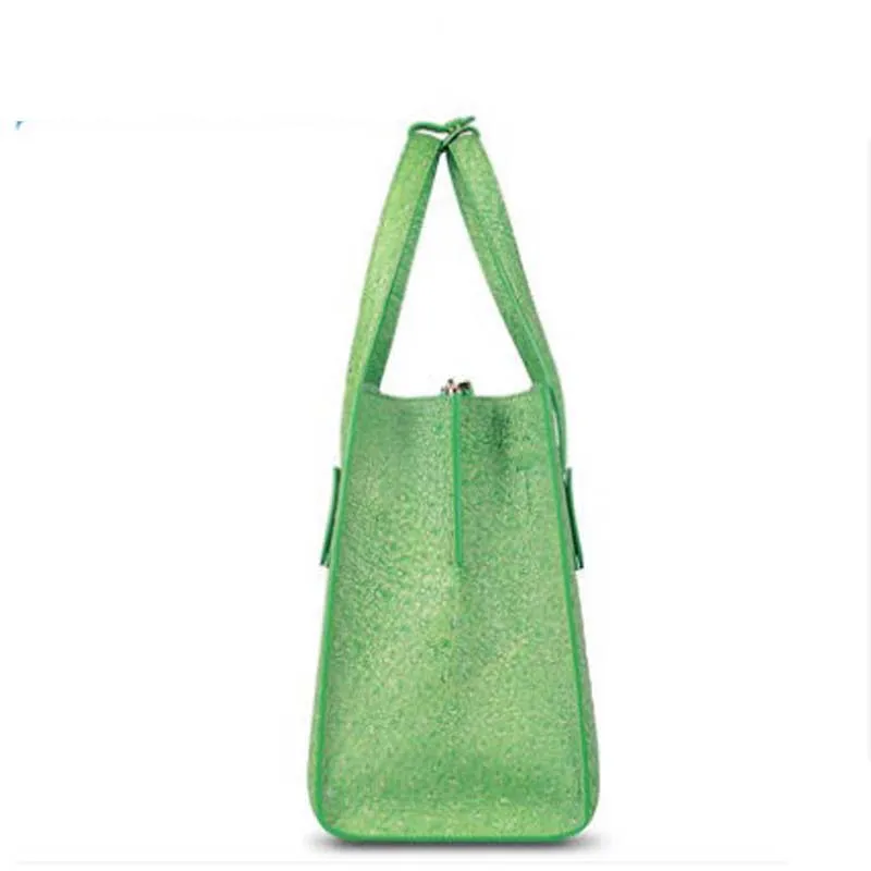Ostrich Leather Structured Satchel