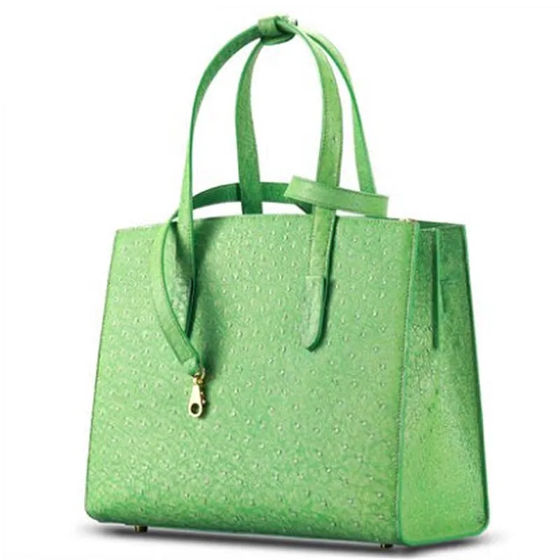 Ostrich Leather Structured Satchel