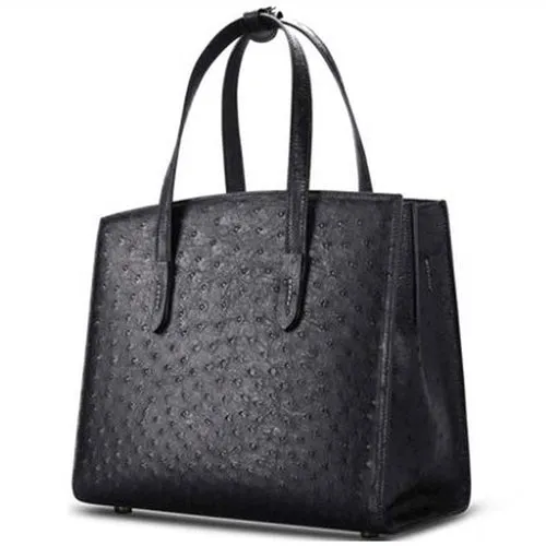 Ostrich Leather Structured Satchel