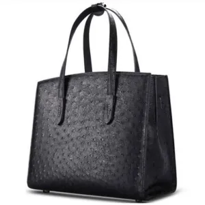 Ostrich Leather Structured Satchel