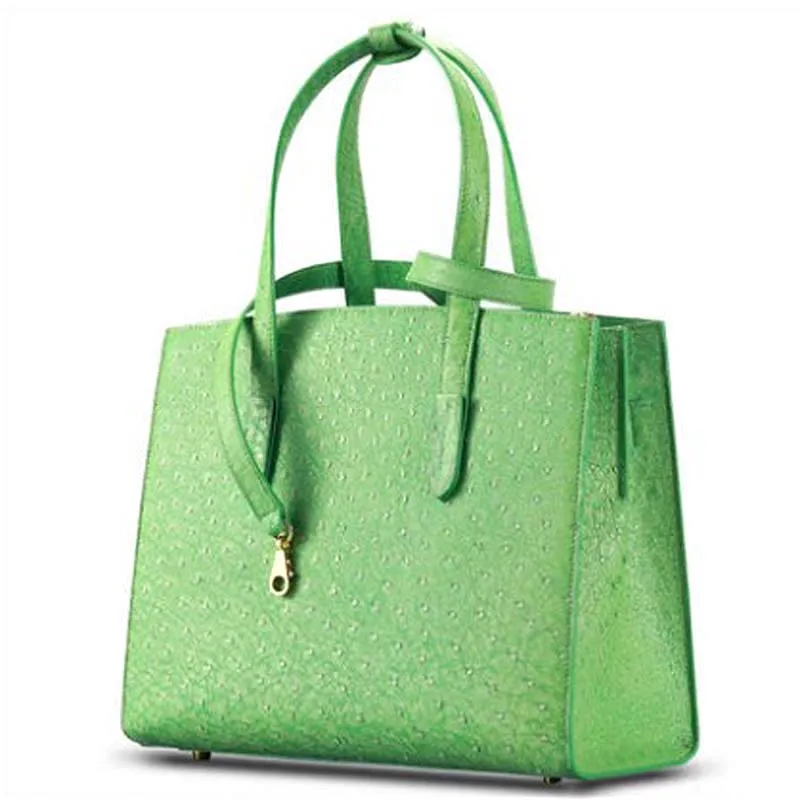 Ostrich Leather Structured Satchel