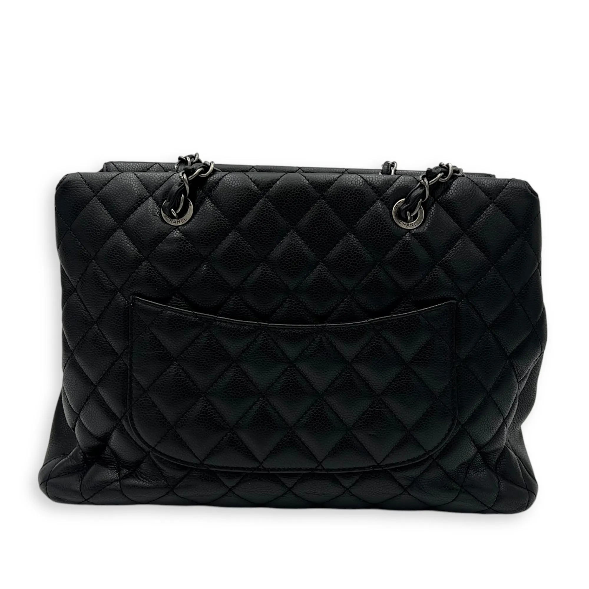 Others Black Tote Bag in Caviar Leather, Ruthenium hardware
