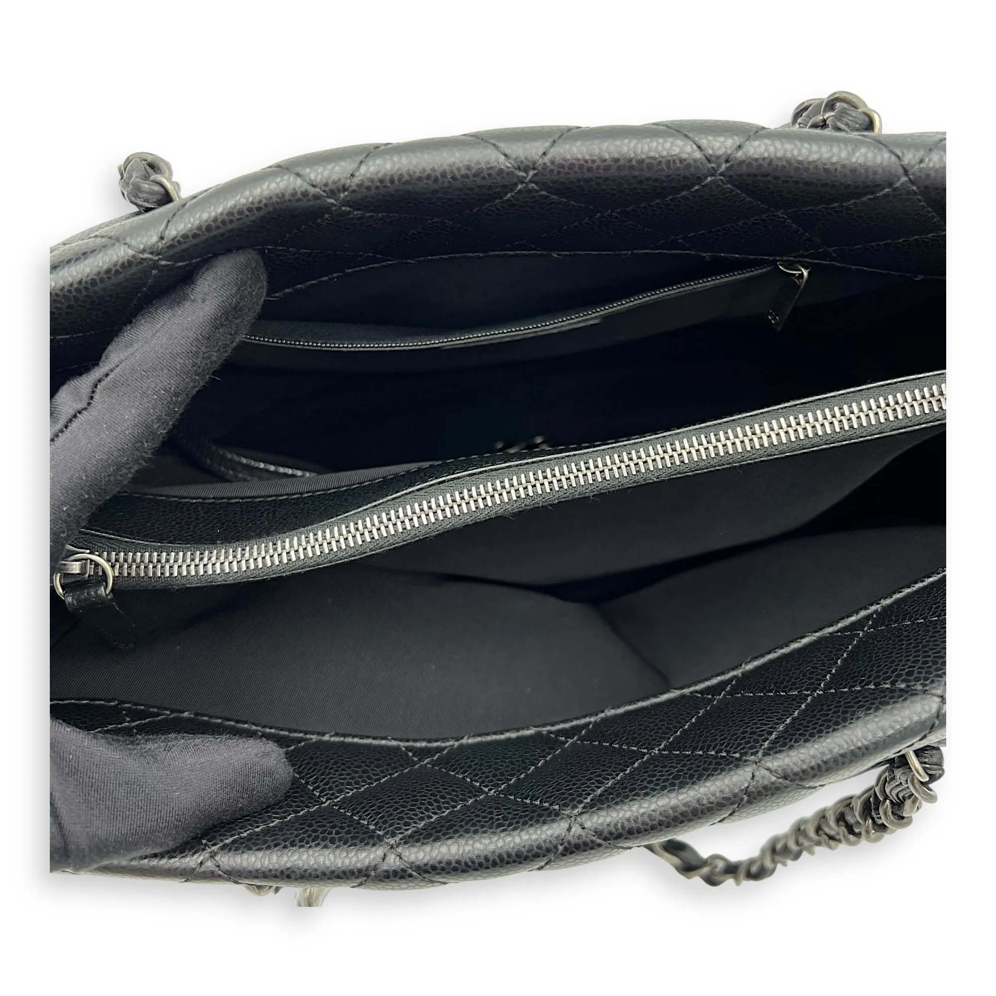 Others Black Tote Bag in Caviar Leather, Ruthenium hardware