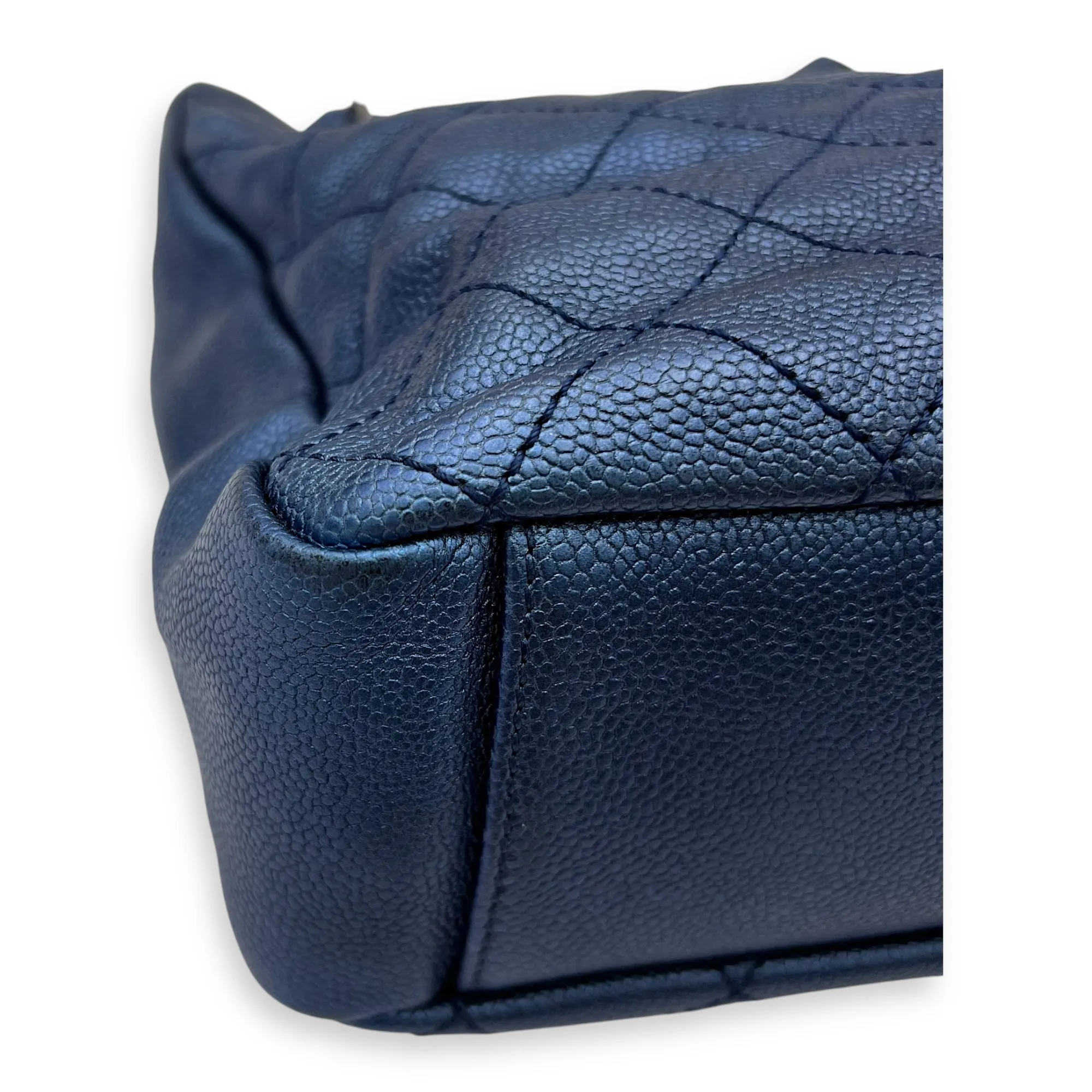 Others Tote Bag Blue in Caviar Leather, Ruthenium hardware