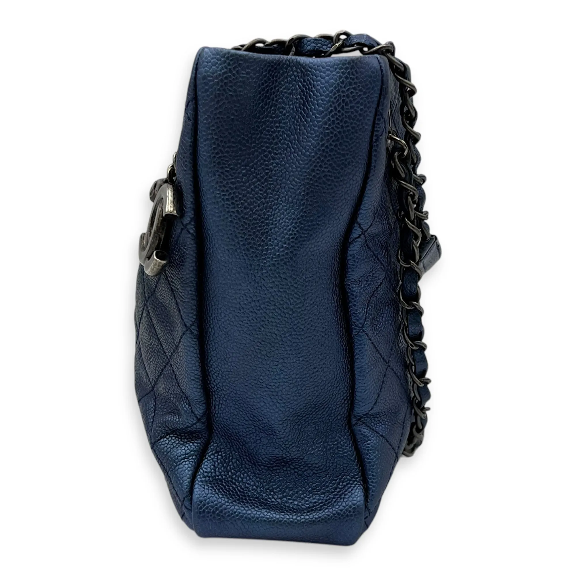 Others Tote Bag Blue in Caviar Leather, Ruthenium hardware