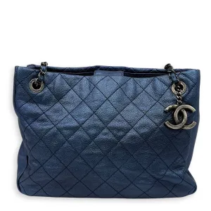 Others Tote Bag Blue in Caviar Leather, Ruthenium hardware
