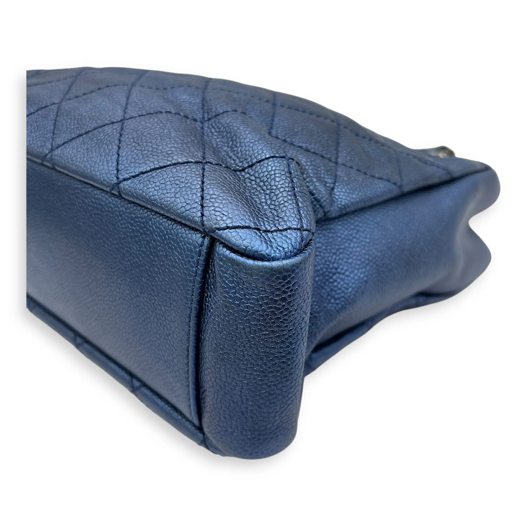 Others Tote Bag Blue in Caviar Leather, Ruthenium hardware