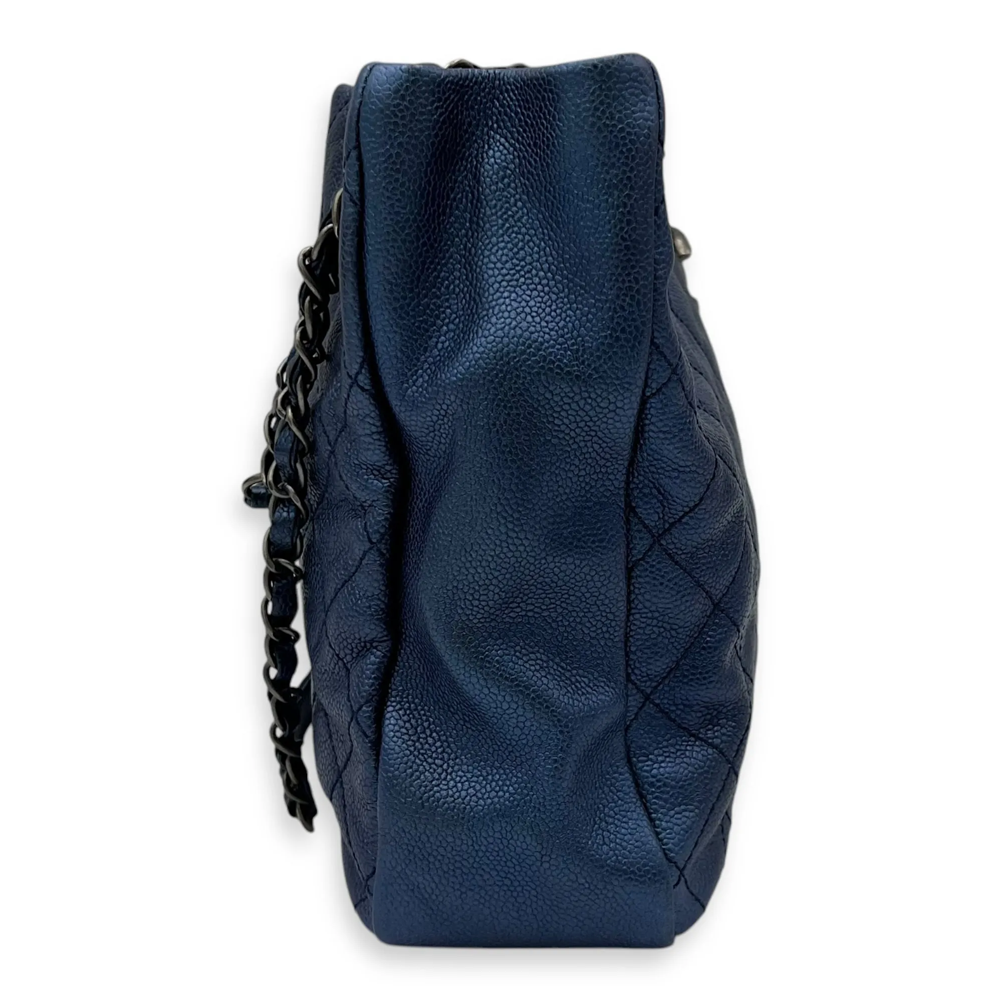 Others Tote Bag Blue in Caviar Leather, Ruthenium hardware