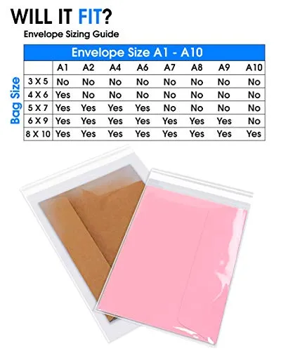 Pack It Chic - 6” X 9” (200/1000 Pack) Clear Resealable Polypropylene Bags - Fits 6X9 Prints, Photos, A7 A8 A9 Cards & Envelopes - Self Seal