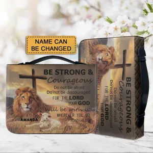Personalized Bible Cover - Be Strong and Courageous Bible Cover - Customizable Christian Gift by CHRISTIANARTBAG - CAB02210524.