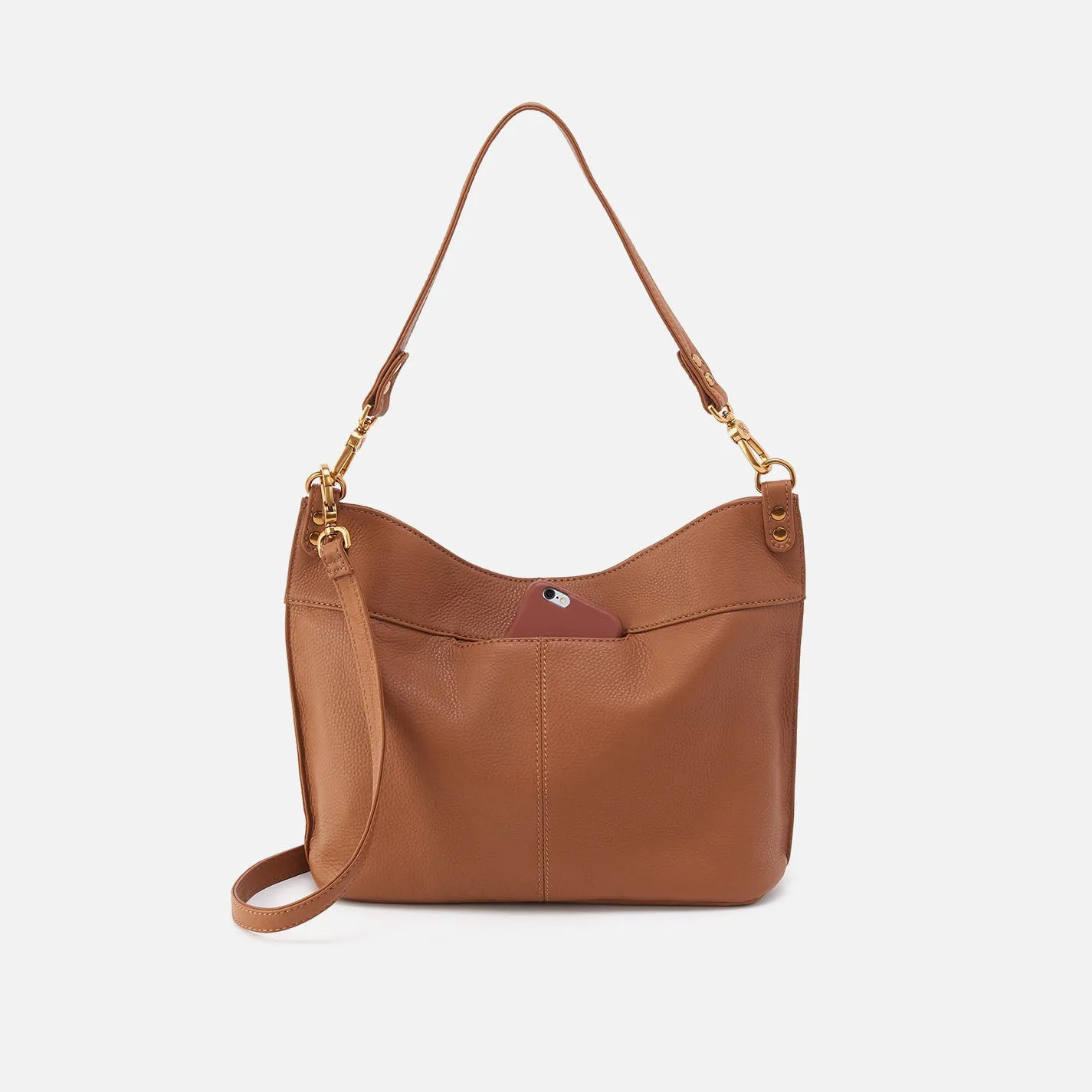 Pier Shoulder Bag In Pebbled Leather - Warm Honey