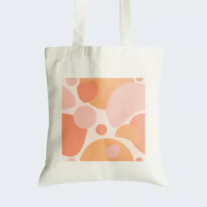 Pink and Apricot Abstract Tote Bag With Zipper