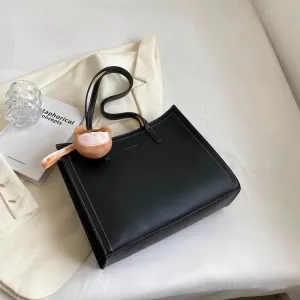 Plush Keychain Leather Tote Bag