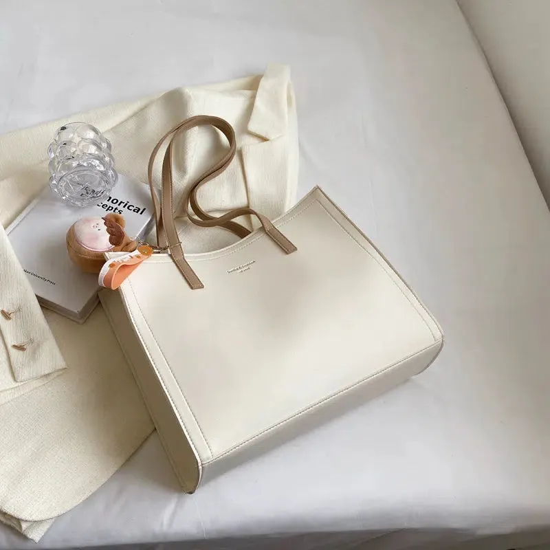 Plush Keychain Leather Tote Bag
