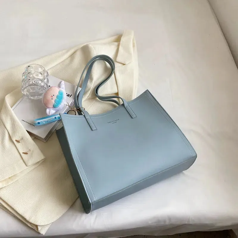 Plush Keychain Leather Tote Bag