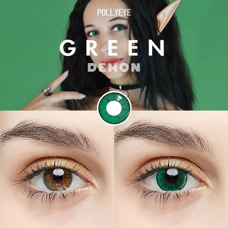 Pollyeye Demon Green Colored Contact Lenses