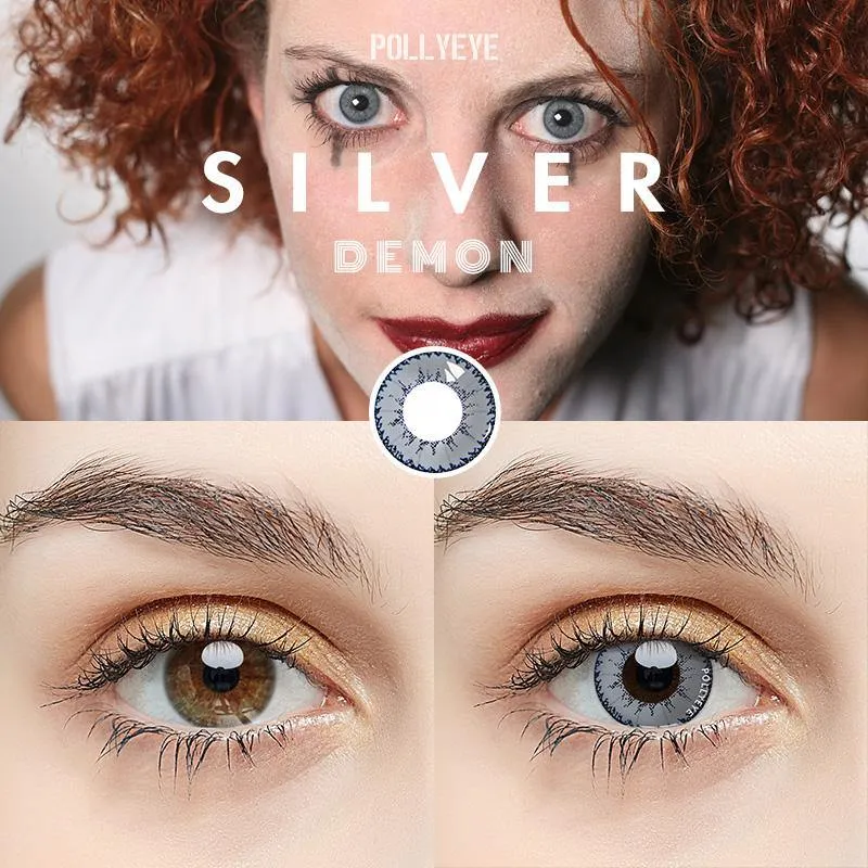 Pollyeye Demon Silver Colored Contact Lenses