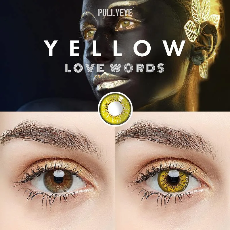 Pollyeye Love Words Yellow Colored Contact Lenses