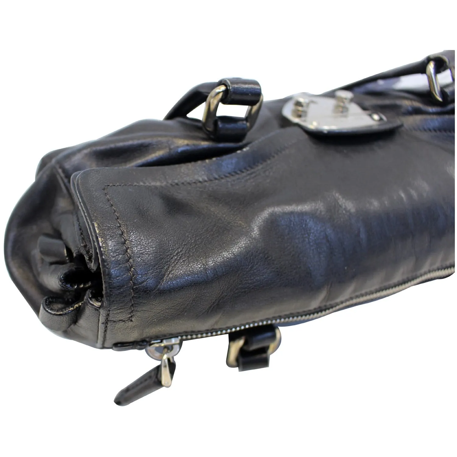 Prada Black Lambskin Leather Shoulder Bag