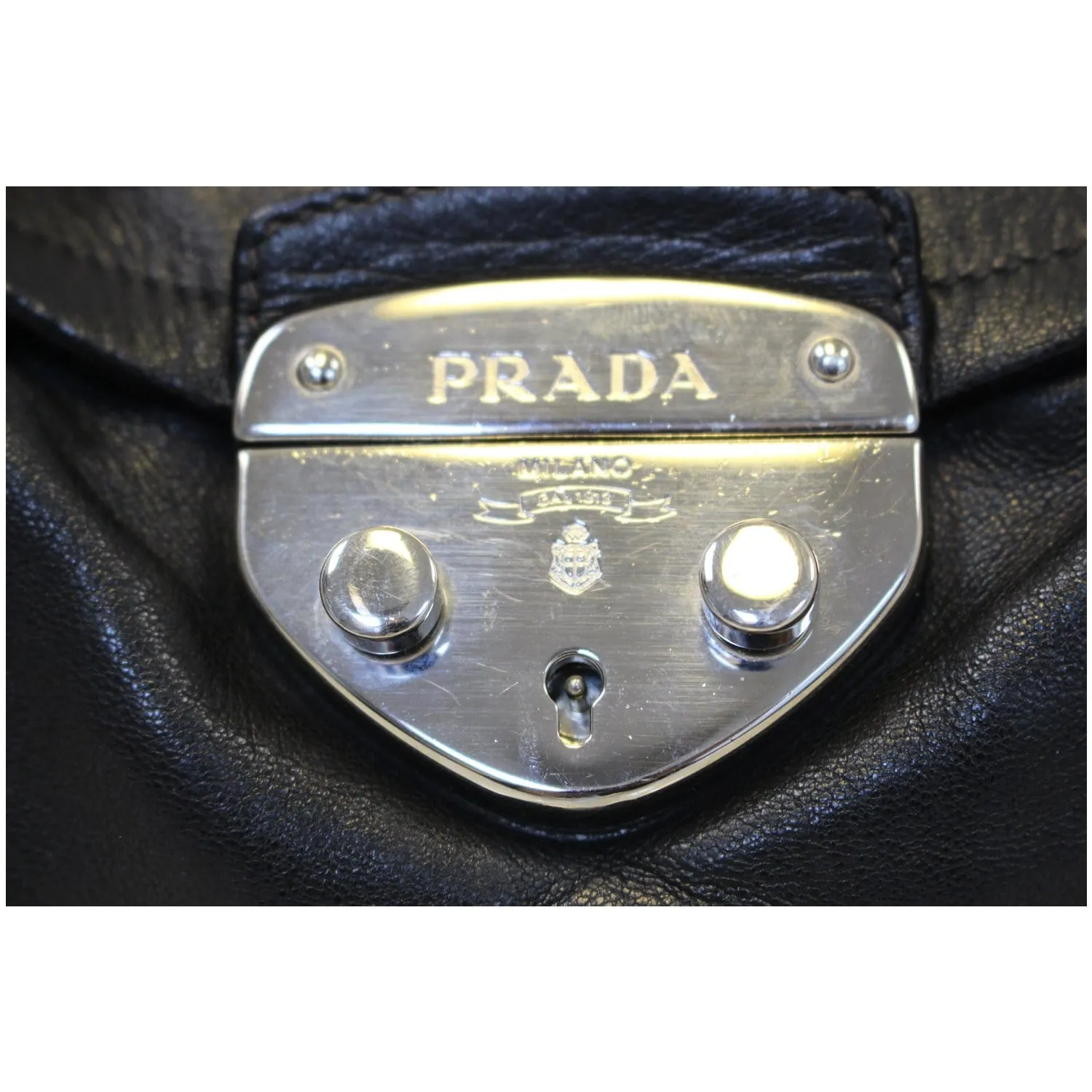 Prada Black Lambskin Leather Shoulder Bag