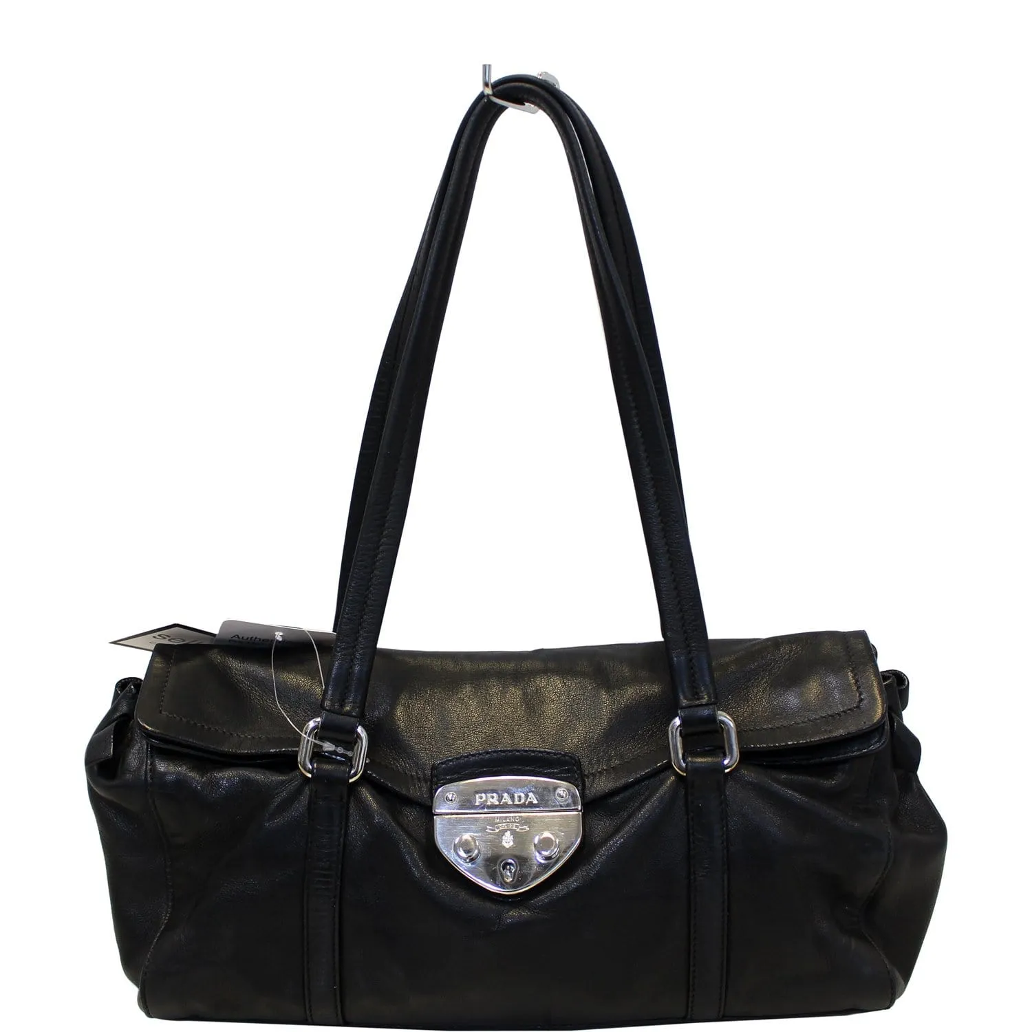 Prada Black Lambskin Leather Shoulder Bag