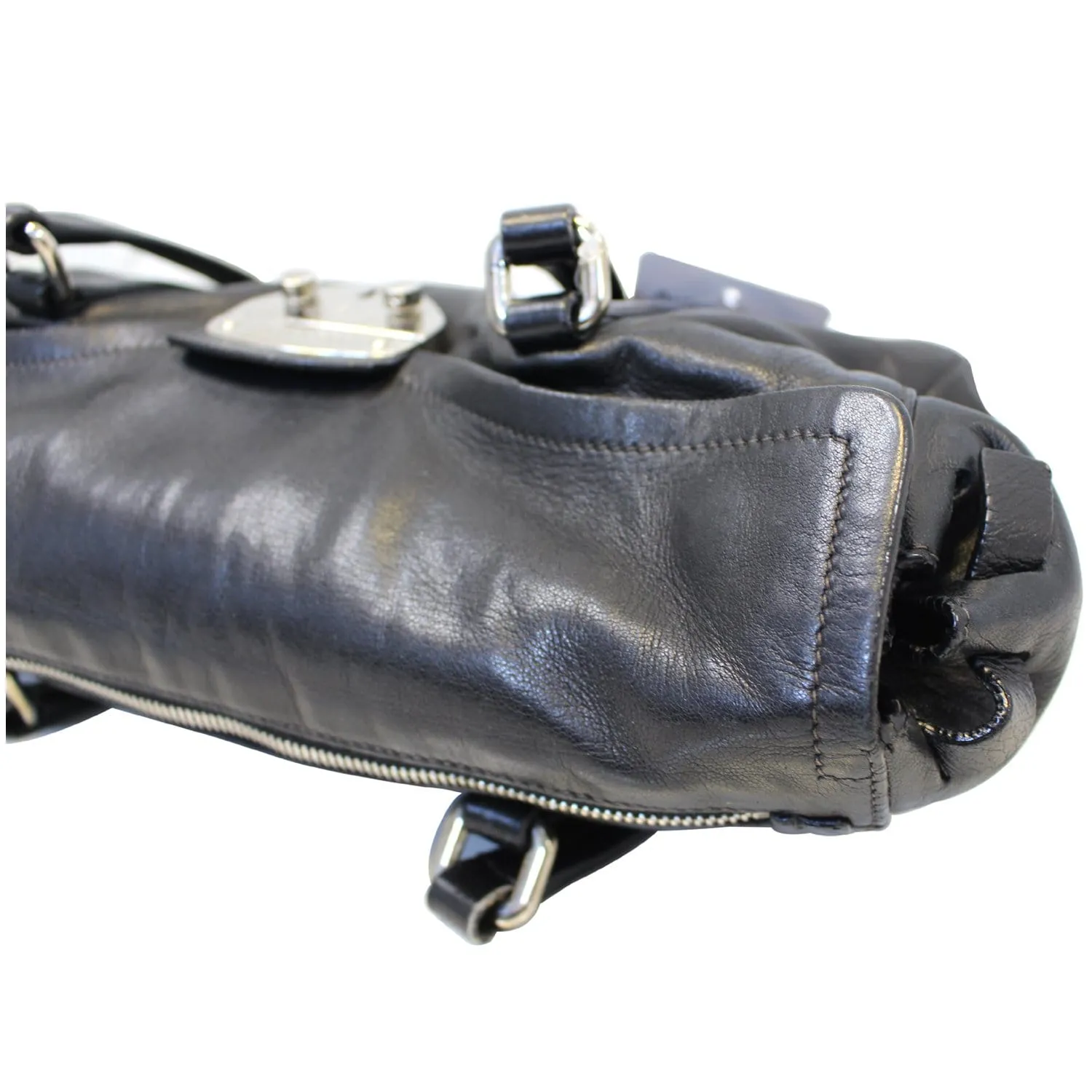 Prada Black Lambskin Leather Shoulder Bag